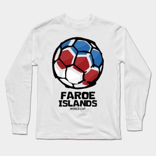 Faroe Islands Football Country Flag Long Sleeve T-Shirt